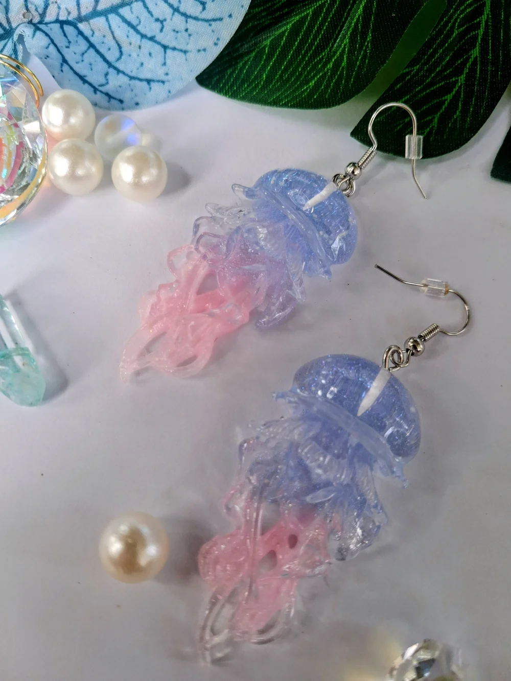 Glow In The Dark Jellyfish Drop Earrings for Kids - Blue & Pink